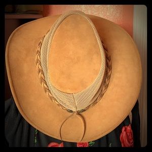 Tan and Brown Leather Hat